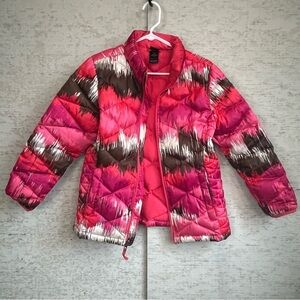 The North Face Girls XL 18 550 Fill Pink Brown White Down Ski Jacket Snowboard